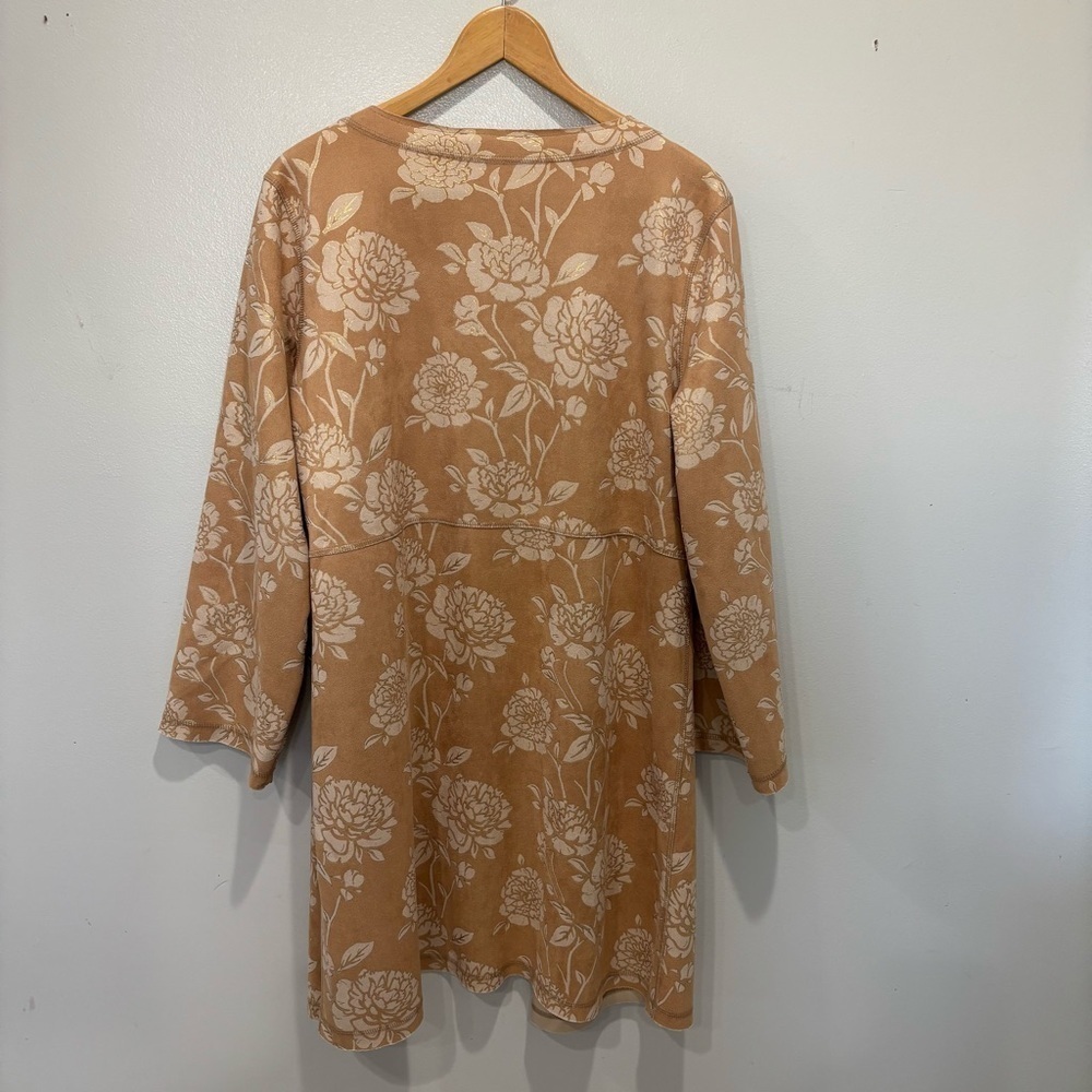 Solitaire Faux Suede Floral Open Duster Cardigan Women’s Size Large - Picture 8 of 13